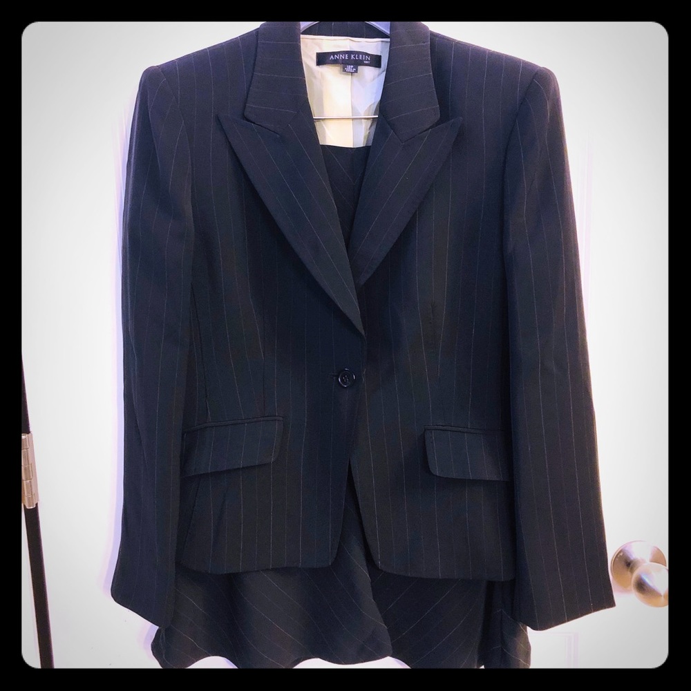 Black Pinstripe Skirt Suit